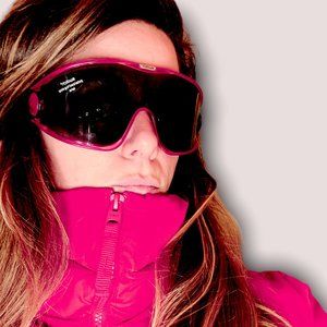 VINTAGE 1980'S NOS SWATCH SHIELD BY ALPINA RACER PINK/RED TRANSLUCENT SUNGLASSES